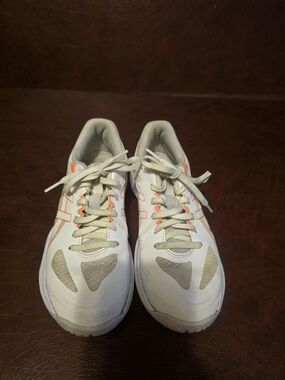Asics White Athletic Shoes with Orange Accents